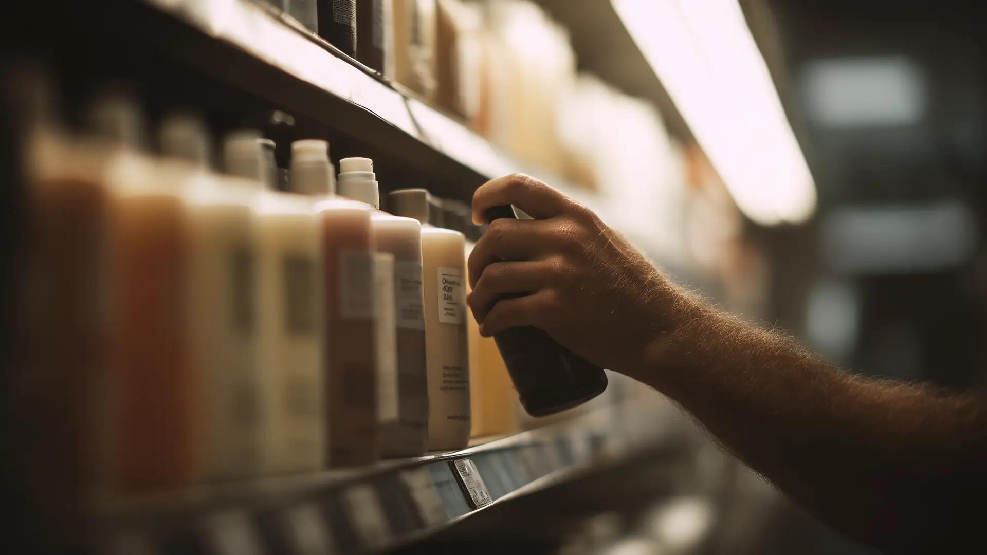 Illustration zur Auswahl von Intimpflegeprodukten für Männer in der Drogerie